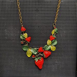 Vintage Strawberry Necklace w/ Earrings
